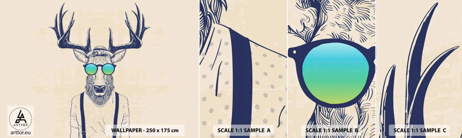 Fototapeten Muster Selbstklebend Deluxe Sticker - Wen hast du erwartet? - Abstraktion, Stück, Reh - 100x30 cm