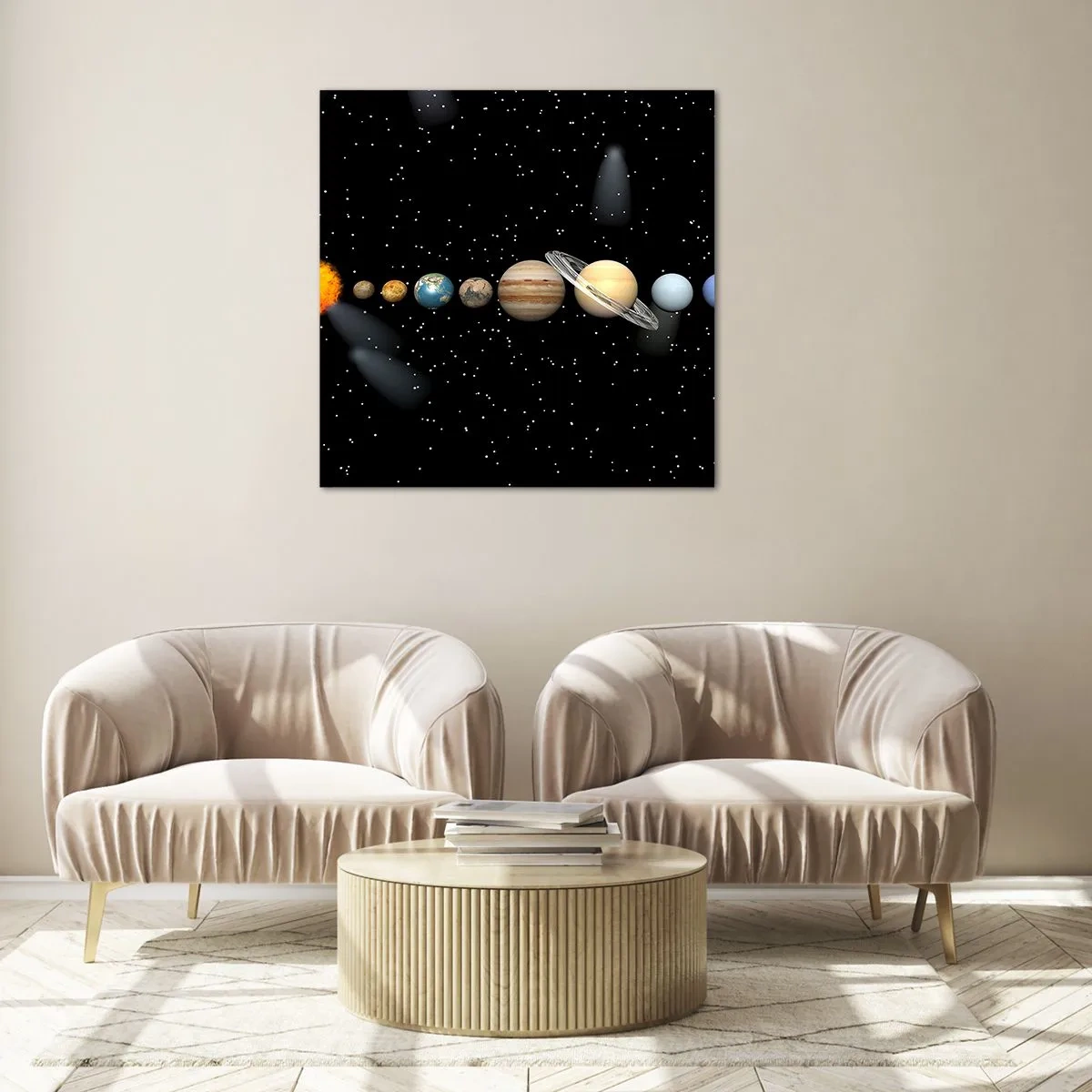 Glasbild - Bild auf glas - Und die Planeten werden verrückt und toben ... - 70x70 cm