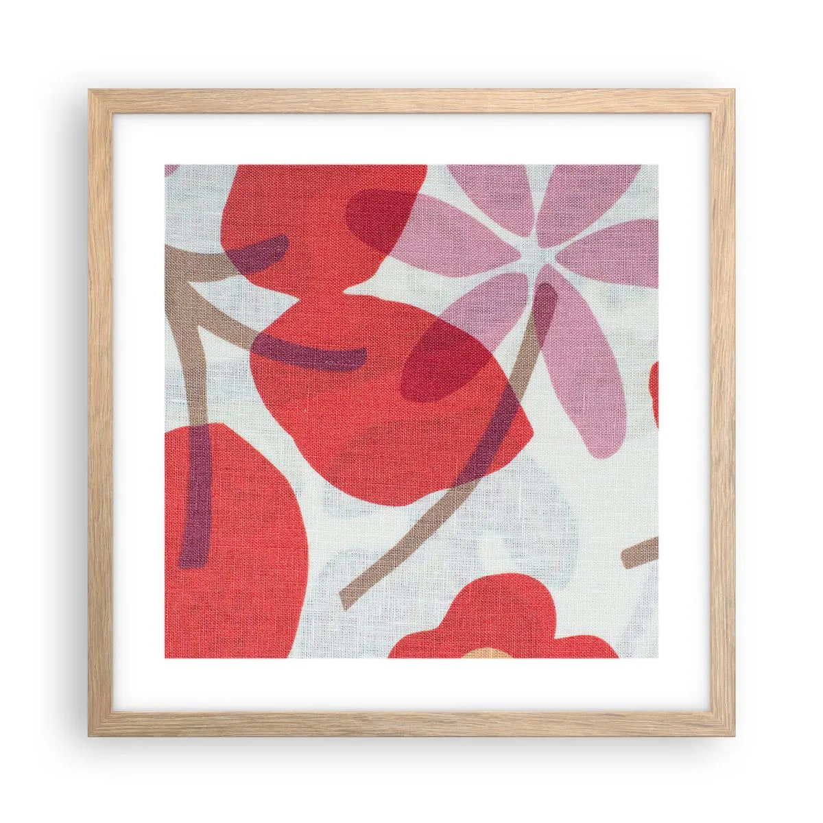 Poster in einem Rahmen aus heller Eiche - Blumenarrangement in Rosa - 40x40 cm