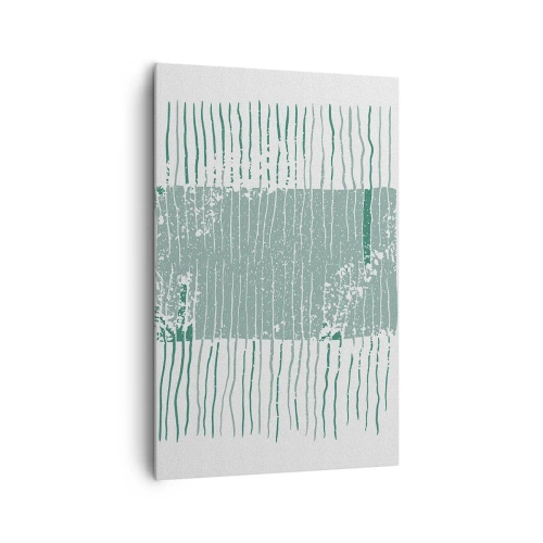 Bild auf Leinwand - Leinwandbild - Geometrisches Muster in Meeresgrün- und Weißtönen - 80x120cm - Marine Abstraktion - Moderne Wanddekoration für Wohnzimmer und Schlafzimmer ARTTOR