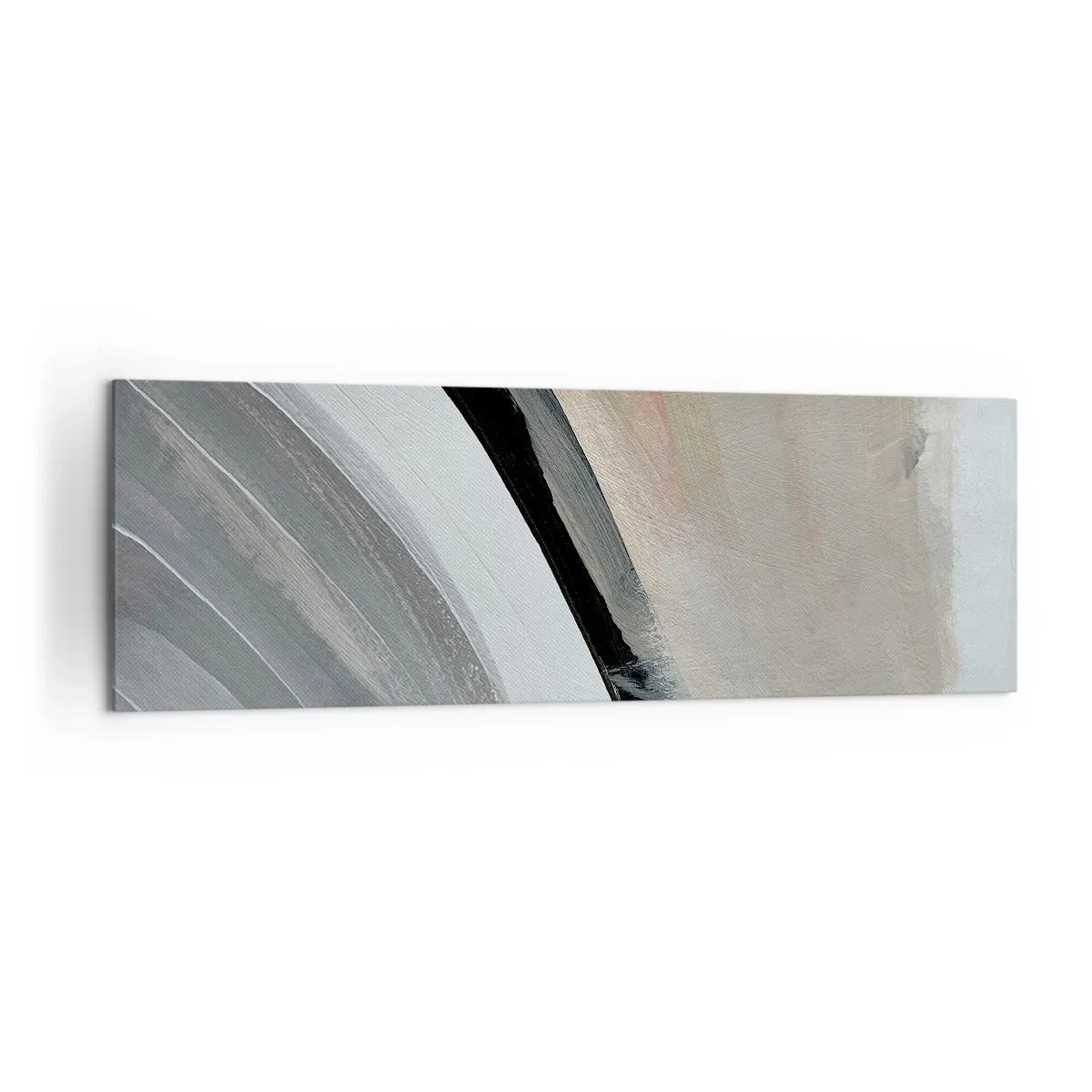 Bild auf Leinwand - Leinwandbild - Abstrakter Bogen in Schwarz-, Grau- und Beigetönen - 160x50cm - Komposition: Bogen aus Schwarz und Grau - Moderne Wanddekoration für Wohnzimmer und Schlafzimmer ARTTOR