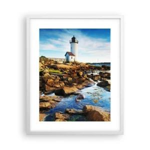 Poster in einem weißen Rahmen - Komm glücklich zurück, ich warte - 40x50 cm