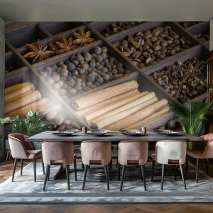Fototapete Premium Sand - Eine Fundgrube an Aromen - Gewürze, Kaffee, Zimt - 500x350 cm