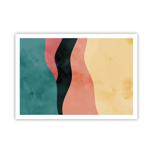 Poster - Abstrakte Wellen in Pastellfarben - 100x70cm - Konforme Nichtkonformität - Moderne Wanddekoration für Wohnzimmer und Schlafzimmer ARTTOR