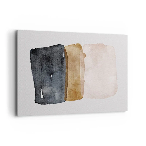 Bild auf Leinwand - Leinwandbild - Eine minimalistische Komposition aus drei Rechtecken in Erdtönen. - 100x70cm - Die Komposition der Farben der Erde - Moderne Wanddekoration für Wohnzimmer und Schlafzimmer ARTTOR