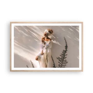 Poster in einem Rahmen aus heller Eiche - Die Sonne und das Mädchen - 91x61 cm