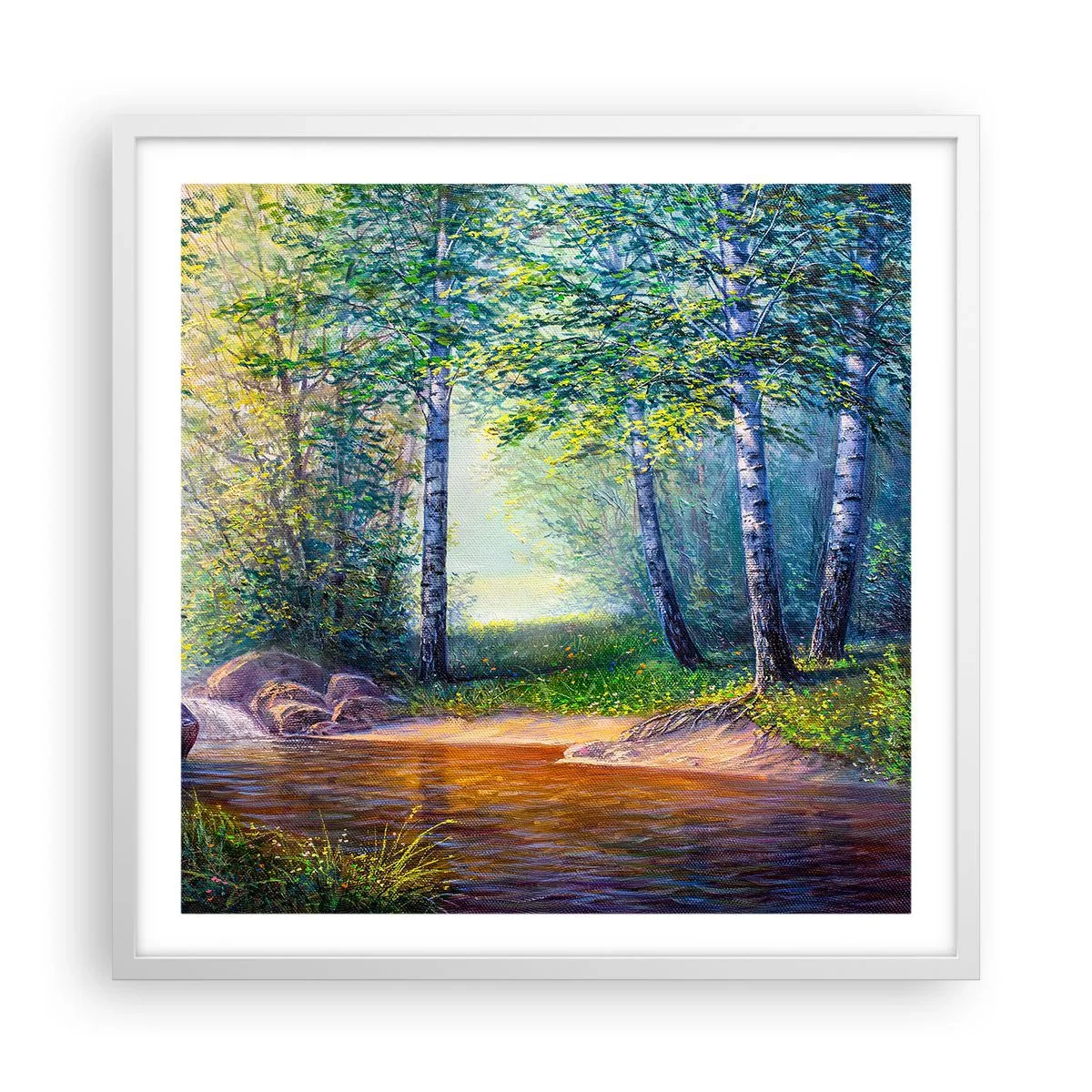 Poster in einem weißen Rahmen - Idyllische Landschaft - 60x60 cm
