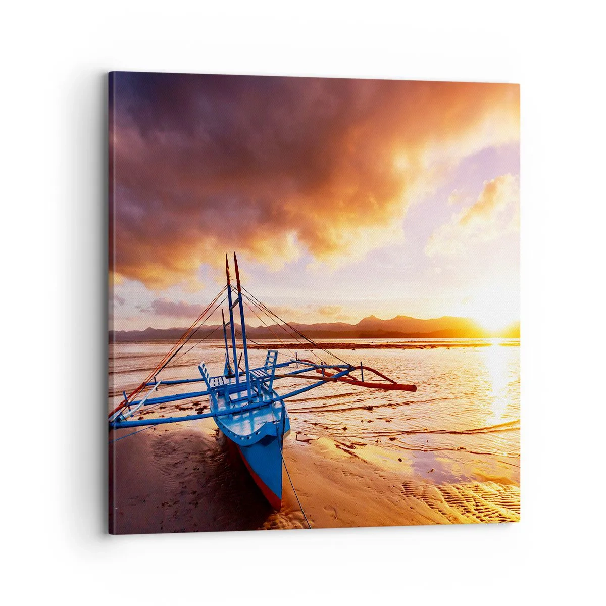 Bild auf Leinwand - Leinwandbild - Nach einem Tag sich im Sand ausstrecken - 70x70 cm