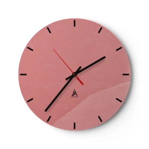 Wanduhr - Glasuhr - Organische Komposition in Rosa - 40x40 cm
