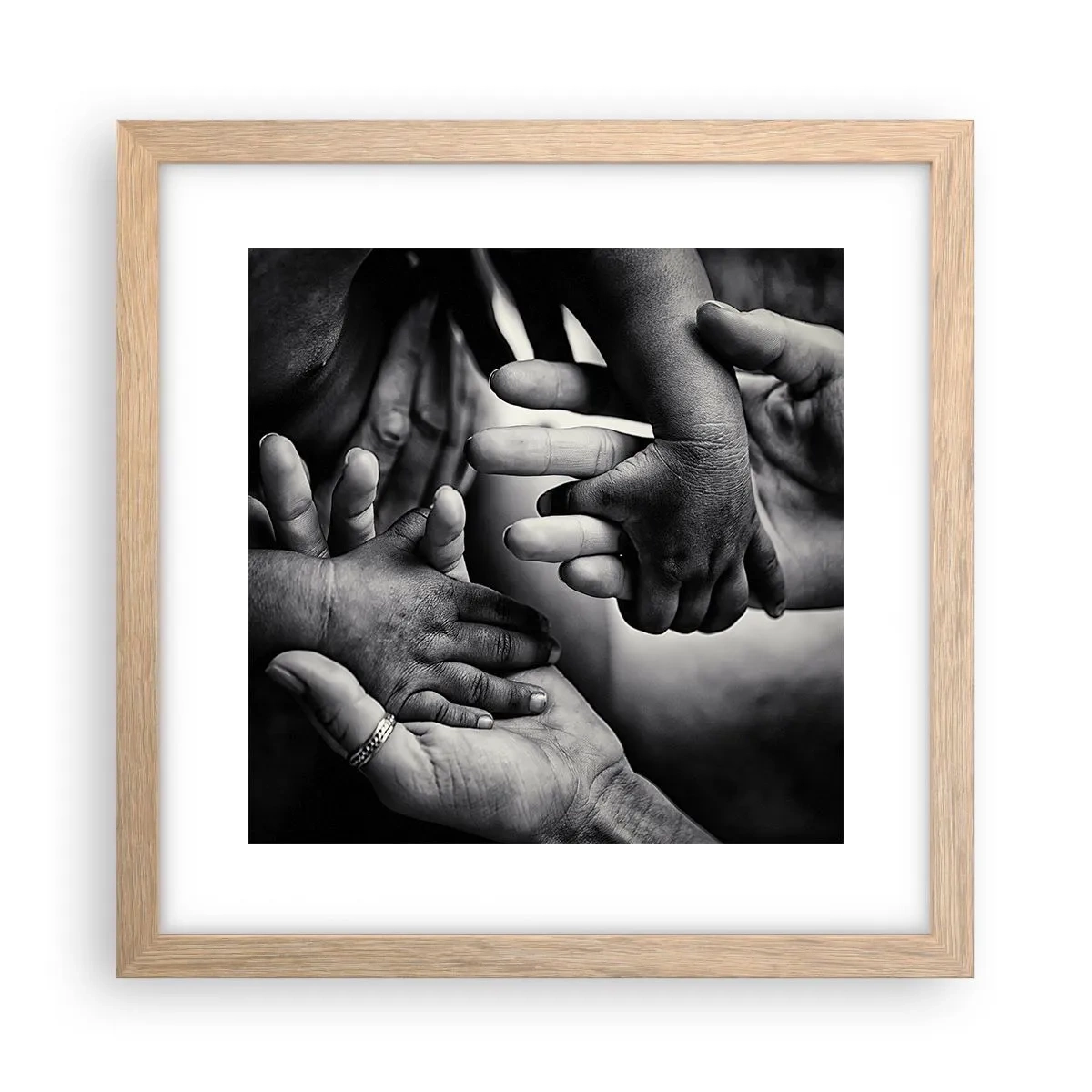 Poster in einem Rahmen aus heller Eiche - Mensch sein - 30x30 cm