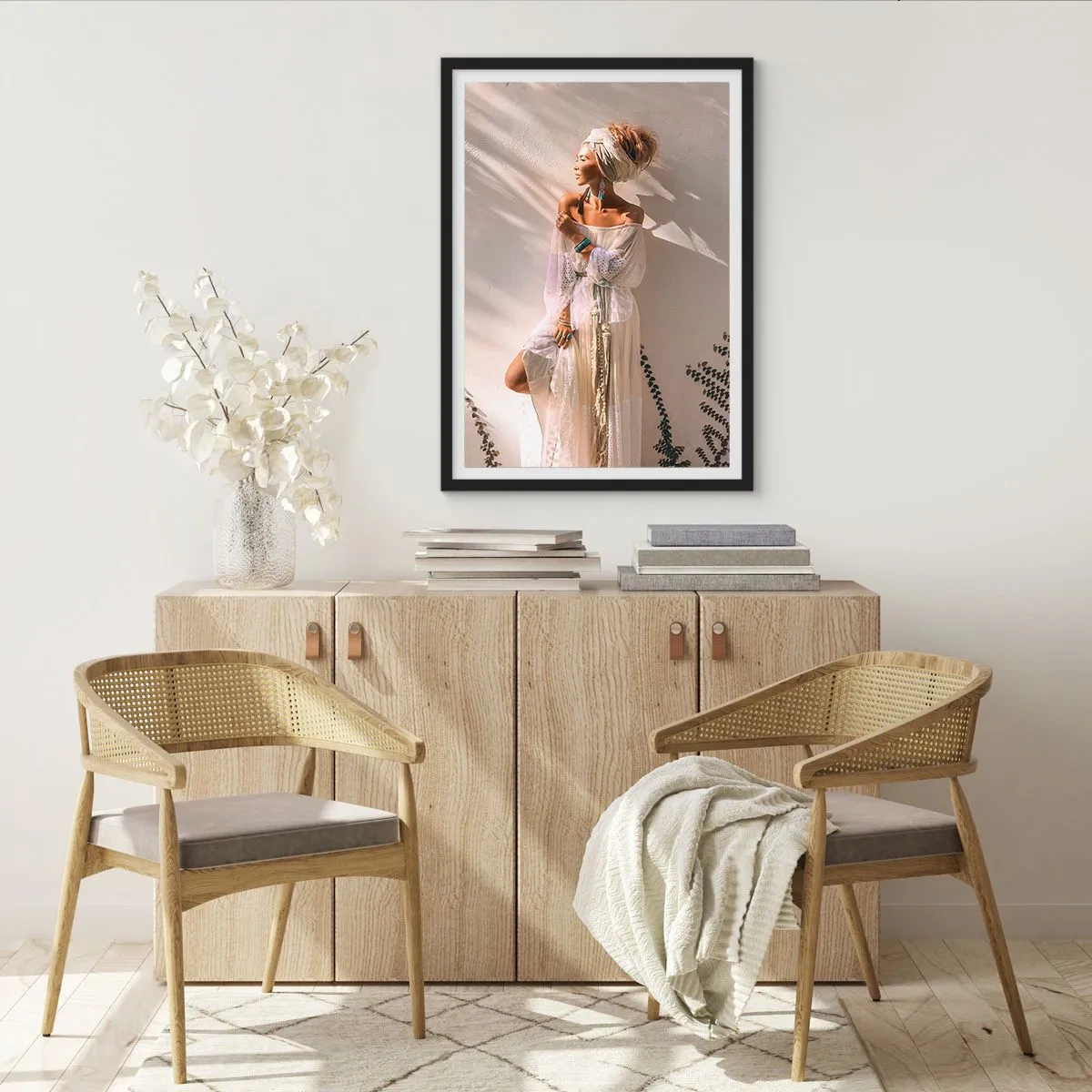 Poster in einem schwarzem Rahmen - Die Sonne und das Mädchen - 61x91 cm