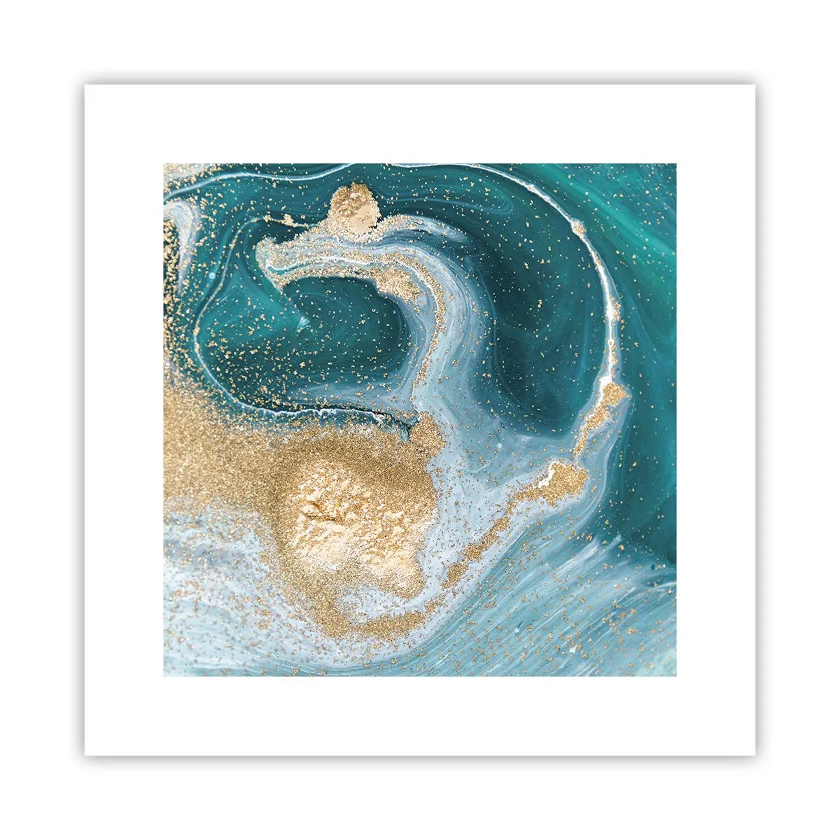 Poster - Ein Strudel aus Gold und Türkis - 30x30 cm