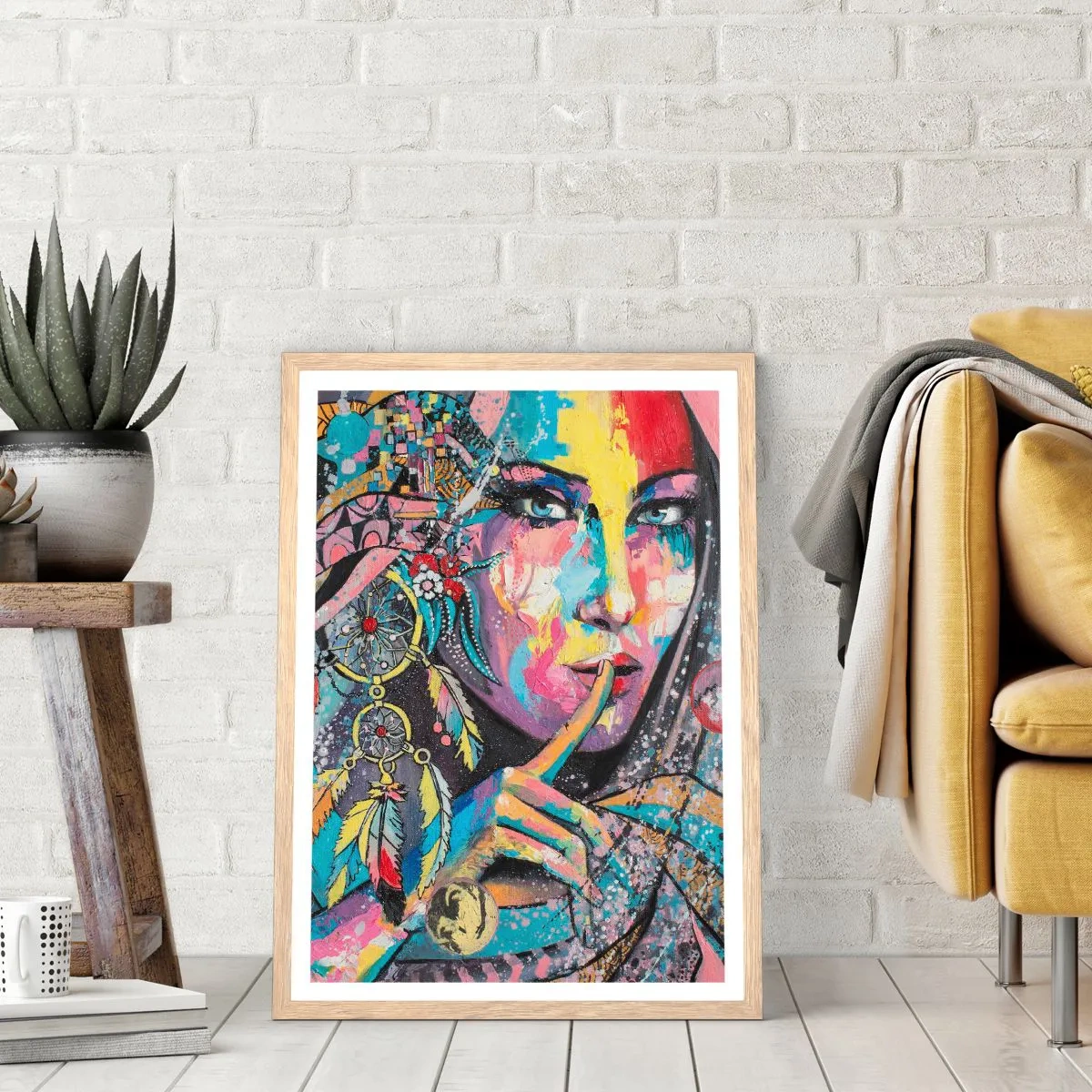 Poster in einem Rahmen aus heller Eiche - Sei still, bis du verstehst - 70x100 cm