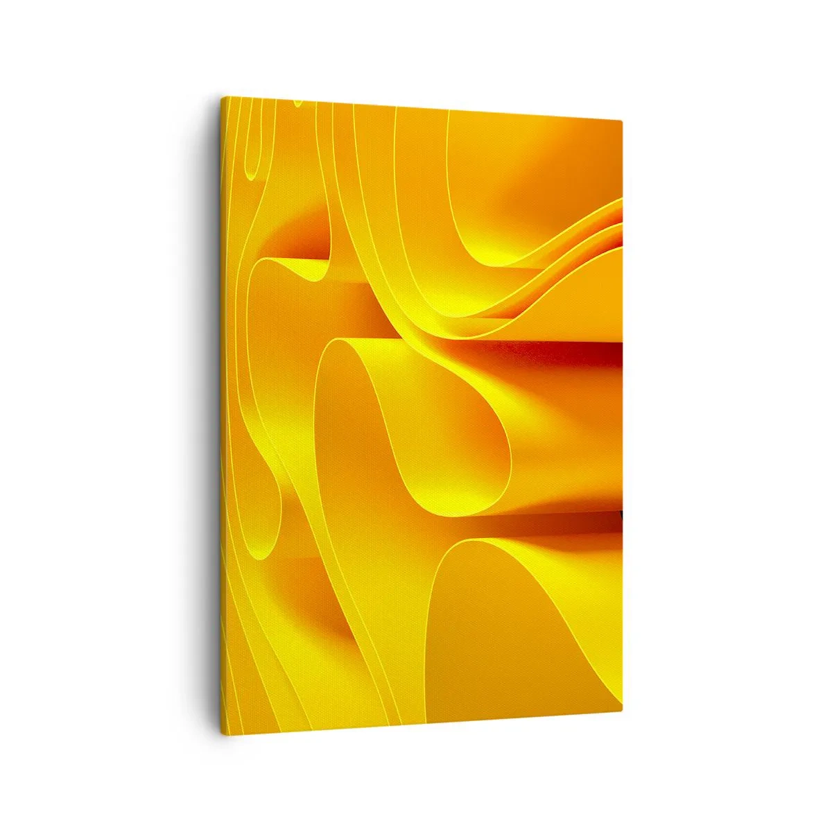 Bild auf Leinwand - Leinwandbild - Gelbe abstrakte Wellen, die Sonnenstrahlen ähneln - 50x70cm - Wie Sonnenwellen - Moderne Wanddekoration für Wohnzimmer und Schlafzimmer ARTTOR