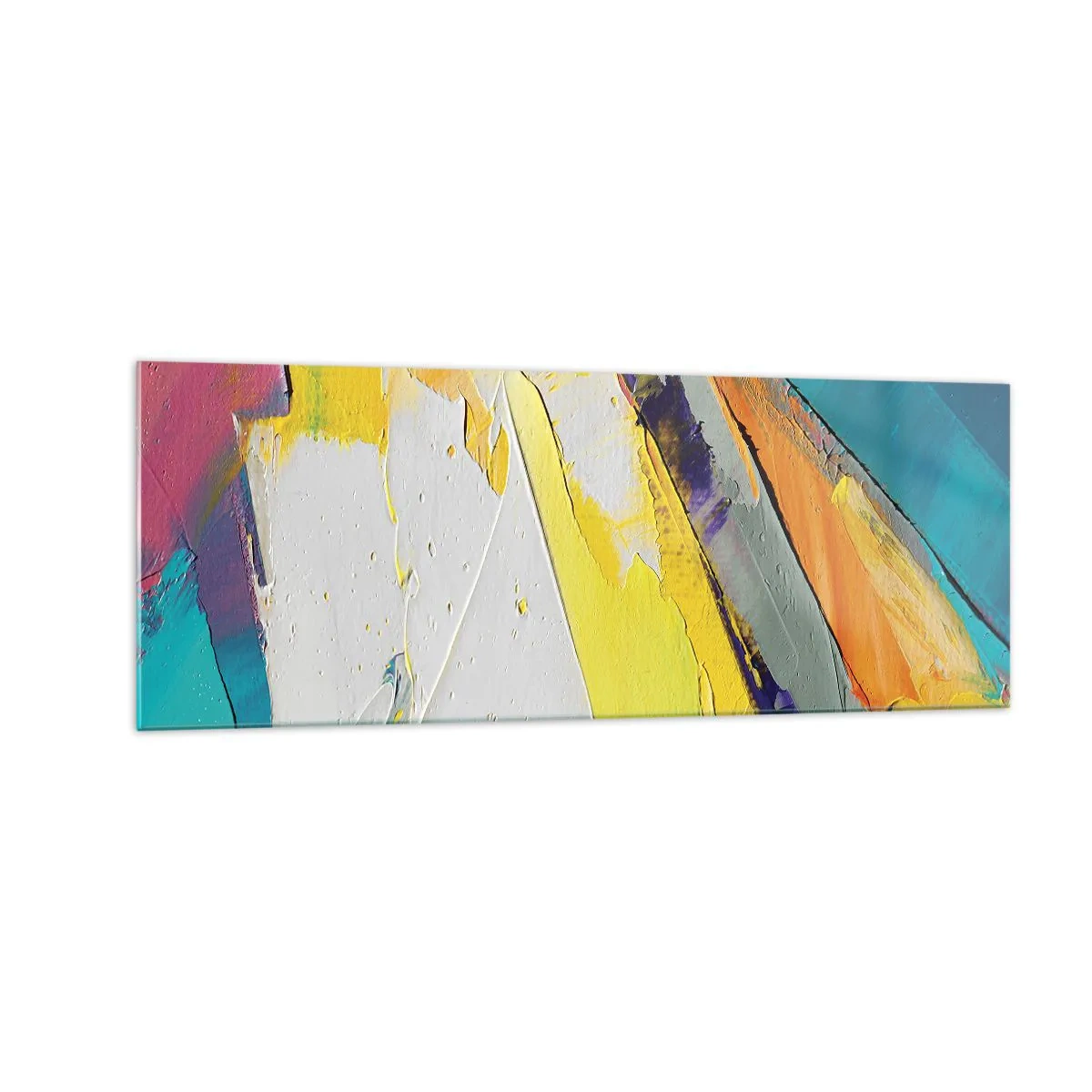 Glasbild - Bild auf glas - Eine abstrakte Komposition in intensiven Farben - 140x50cm - Die Anatomie des Lichts - Moderne Wanddekoration für Wohnzimmer und Schlafzimmer ARTTOR