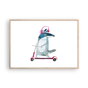 Poster in einem Rahmen aus heller Eiche - Dachsfreude - 100x70 cm