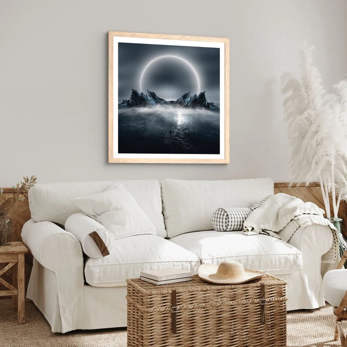 Poster in einem Rahmen aus heller Eiche - Ende der Geschichte - 50x50 cm