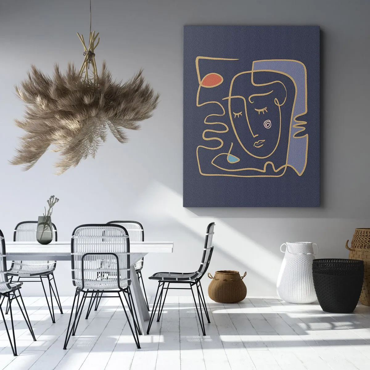 Bild auf Leinwand - Leinwandbild - Abstraktes Gesichtsporträt im minimalistischen Stil - 50x70cm - In Gedanken - Moderne Wanddekoration für Wohnzimmer und Schlafzimmer ARTTOR