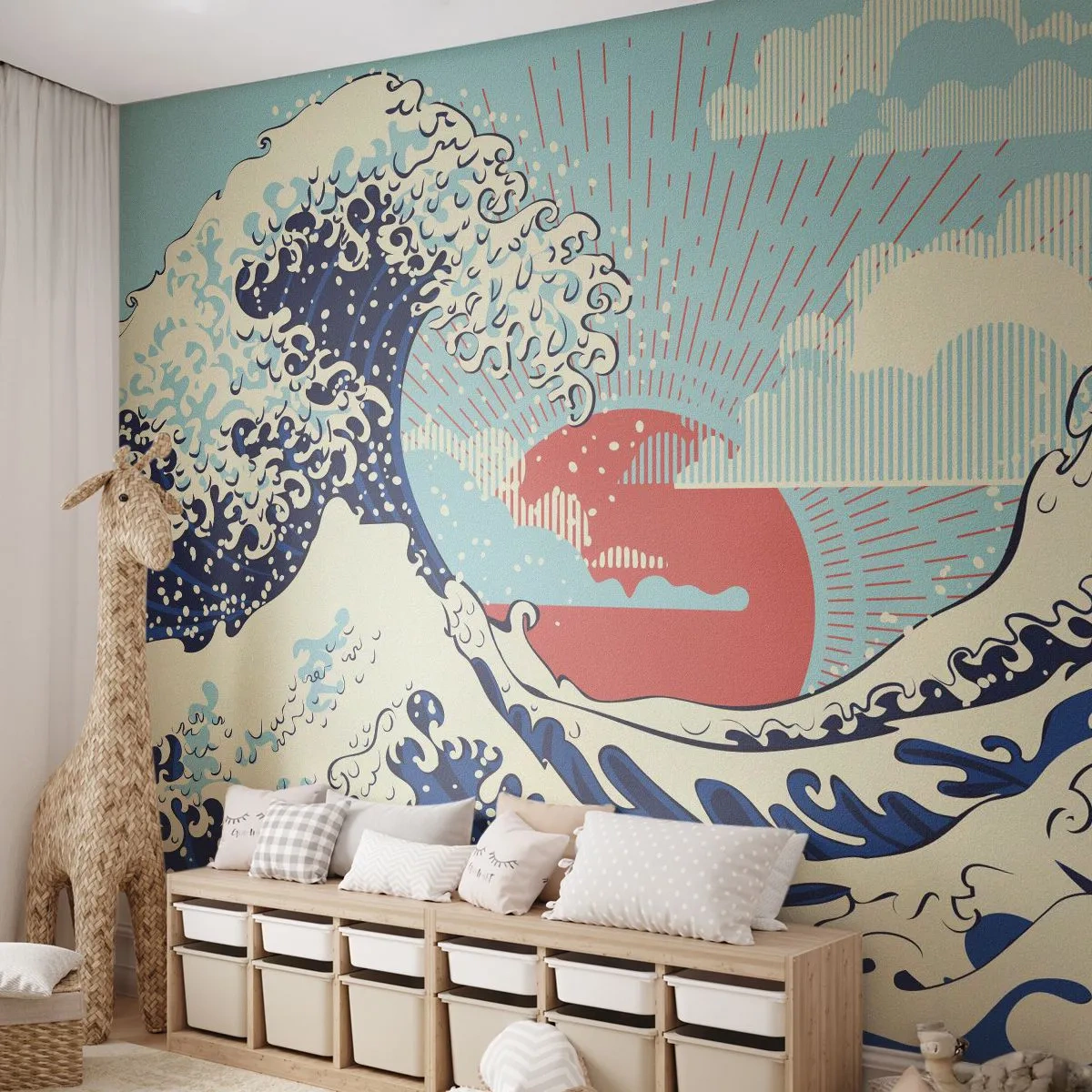 Selbstklebende Fototapete Deluxe Sticker - Von japanischer Inspiration - Abstraktion, Meereswelle, Meer - 450x315 cm