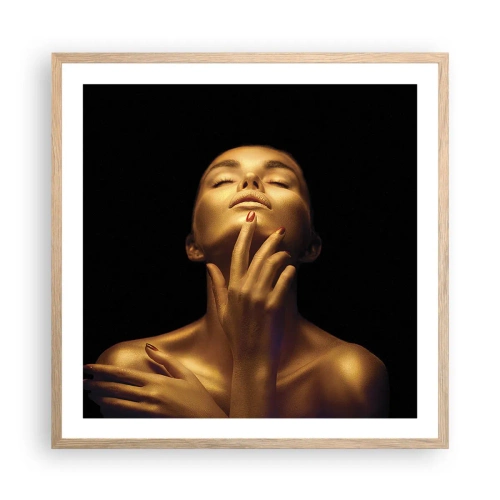 Poster in einem Rahmen aus heller Eiche - Wie goldene Seide - 60x60 cm