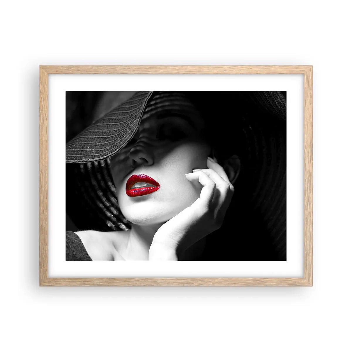 Poster in einem Rahmen aus heller Eiche - Eine Studie in Scharlachrot - 50x40 cm