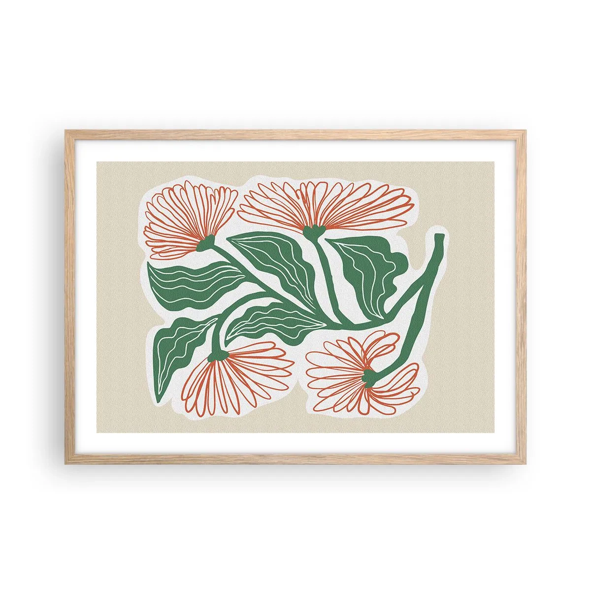 Poster in einem Rahmen aus heller Eiche - Im Folkstil und modern - 70x50 cm