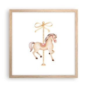 Poster in einem Rahmen aus heller Eiche - Anmutiger Trab - 40x40 cm