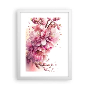 Poster in einem weißen Rahmen - Kirschblütenblüte - 30x40 cm