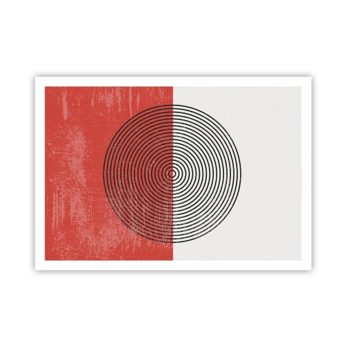 Poster - Geometrisches Muster mit konzentrischen Kreisen auf rot-weißem Hintergrund - 100x70cm - Auf den Punkt gebracht - Moderne Wanddekoration für Wohnzimmer und Schlafzimmer ARTTOR