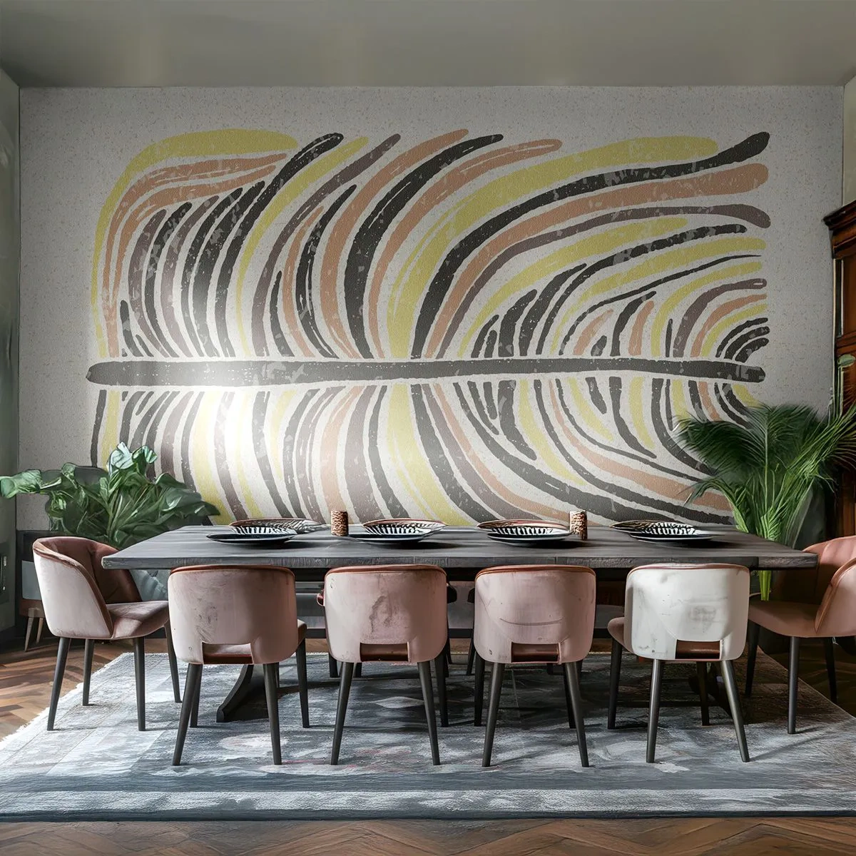 Fototapete Premium Sand - Abstraktion voller Leben - Boho, Minimalismus, Pastell - 250x175 cm