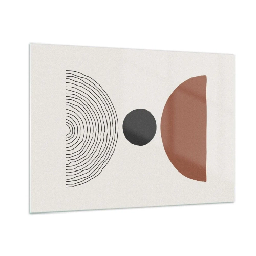 Glasbild - Bild auf glas - Abstrakte geometrische Formen auf hellem Hintergrund - 100x70cm - Das Zentrum der Aufmerksamkeit - Moderne Wanddekoration für Wohnzimmer und Schlafzimmer ARTTOR