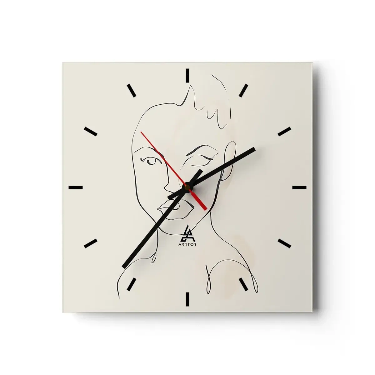 Wanduhr - Glasuhr - Umriss der Sinnlichkeit - 40x40 cm