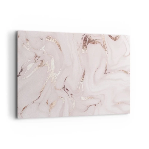 Bild auf Leinwand - Leinwandbild - Elegante Abstraktion in Rosa- und Goldtönen - 100x70cm - In einem rosa Schal - Moderne Wanddekoration für Wohnzimmer und Schlafzimmer ARTTOR