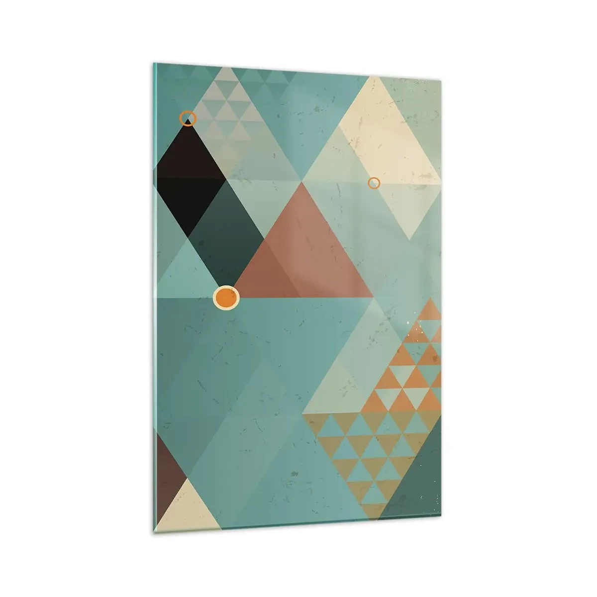 Glasbild - Bild auf glas - Geometrische Muster in Türkis- und Brauntönen - 80x120cm - Einheit der Vielheit, Vielheit der Einheit - Moderne Wanddekoration für Wohnzimmer und Schlafzimmer ARTTOR