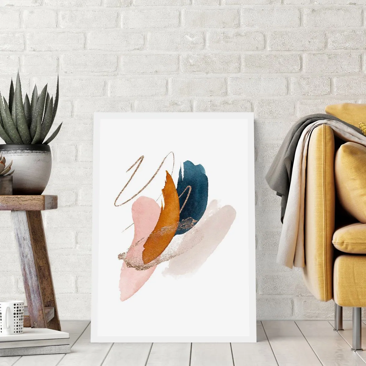 Poster - Zarte Abstraktion in Pastelltönen - 50x70cm - Geflügelte Komposition - Moderne Wanddekoration für Wohnzimmer und Schlafzimmer ARTTOR