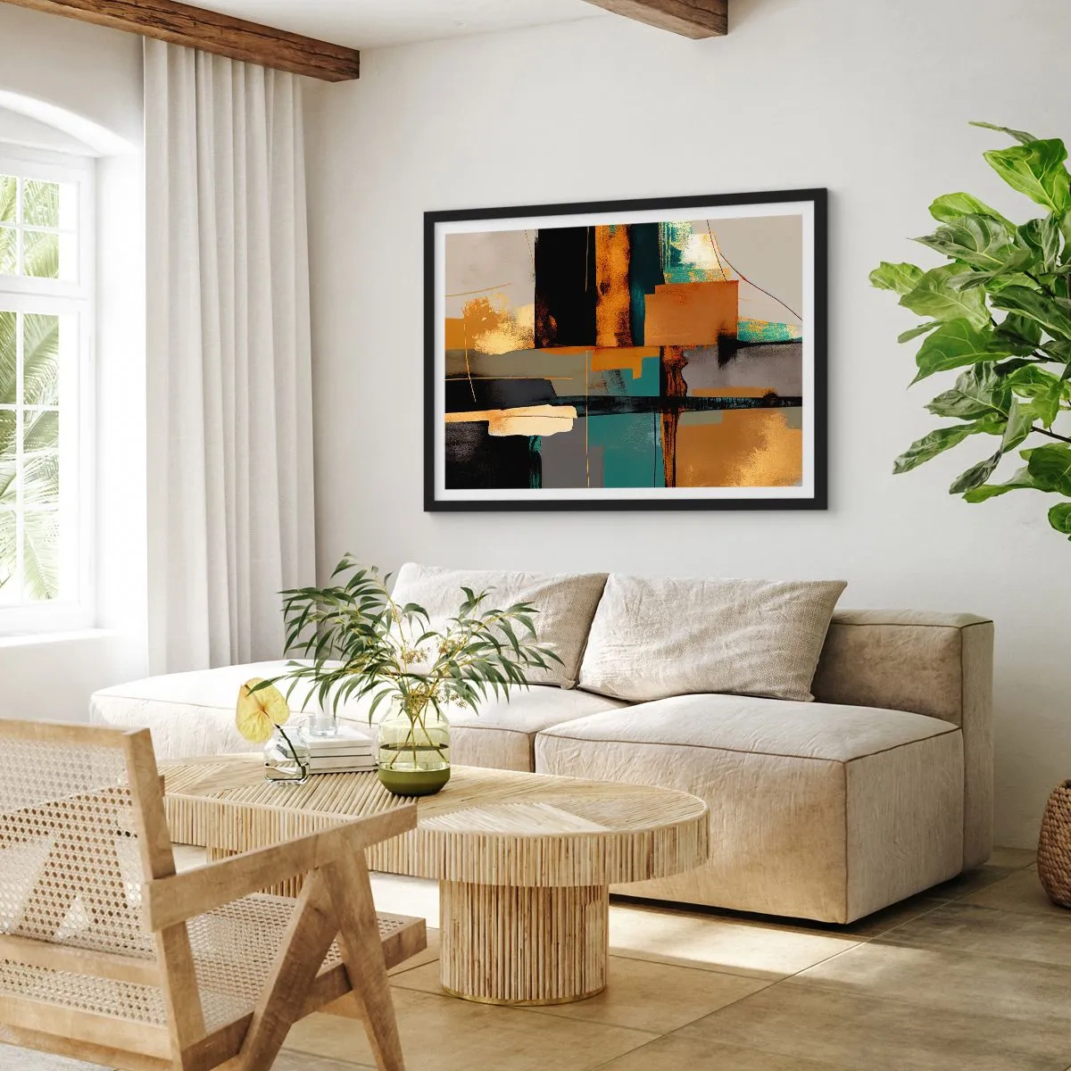 Poster in einem schwarzem Rahmen - Abstraktion – Licht und Schatten - 40x30 cm