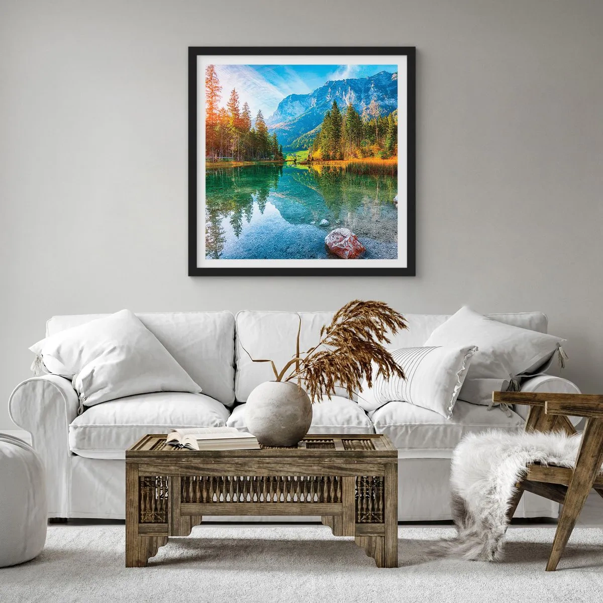 Poster in einem schwarzem Rahmen - Die Sanftheit des Herbstes - 30x30 cm