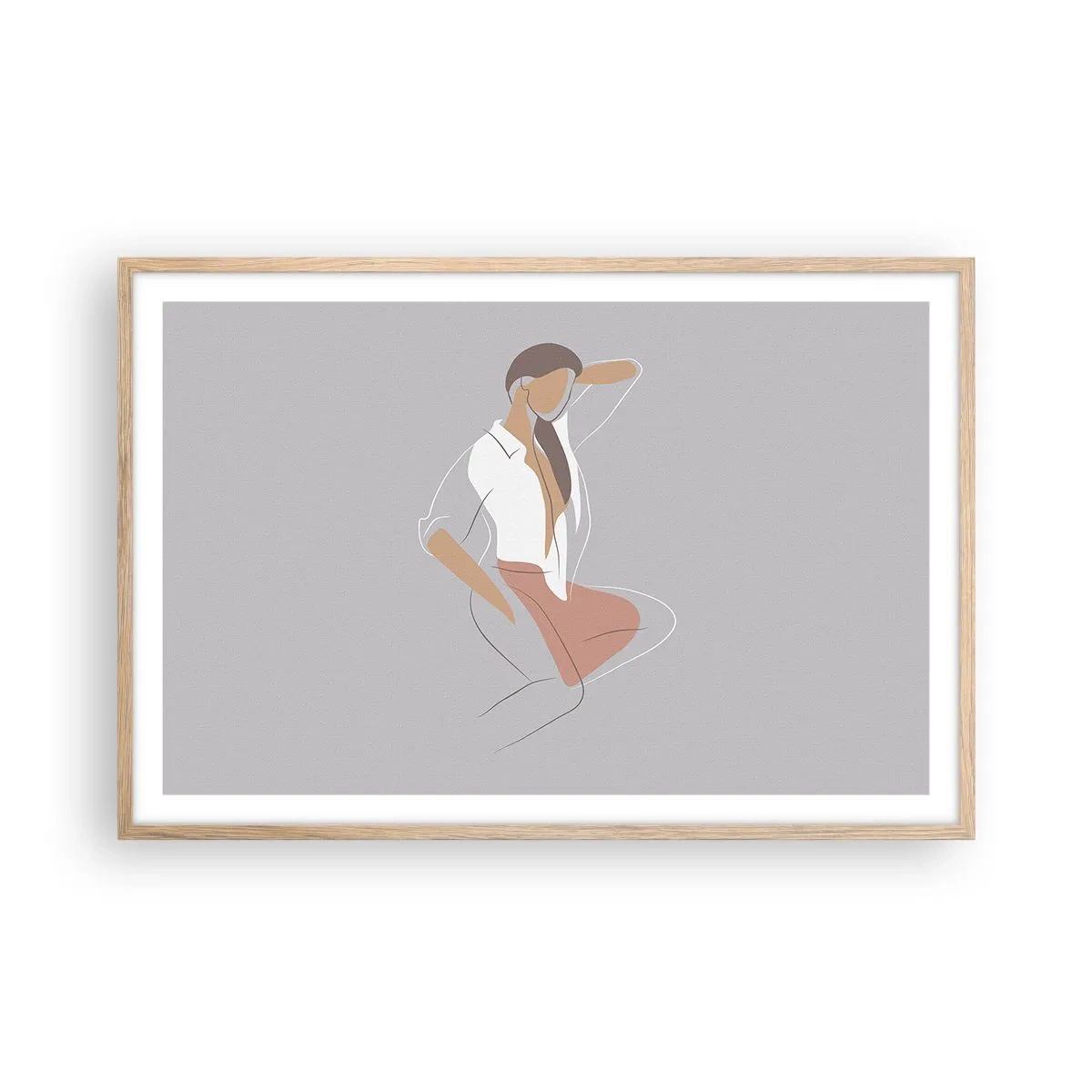 Poster in einem Rahmen aus heller Eiche - Umriss der Anmut - 91x61 cm