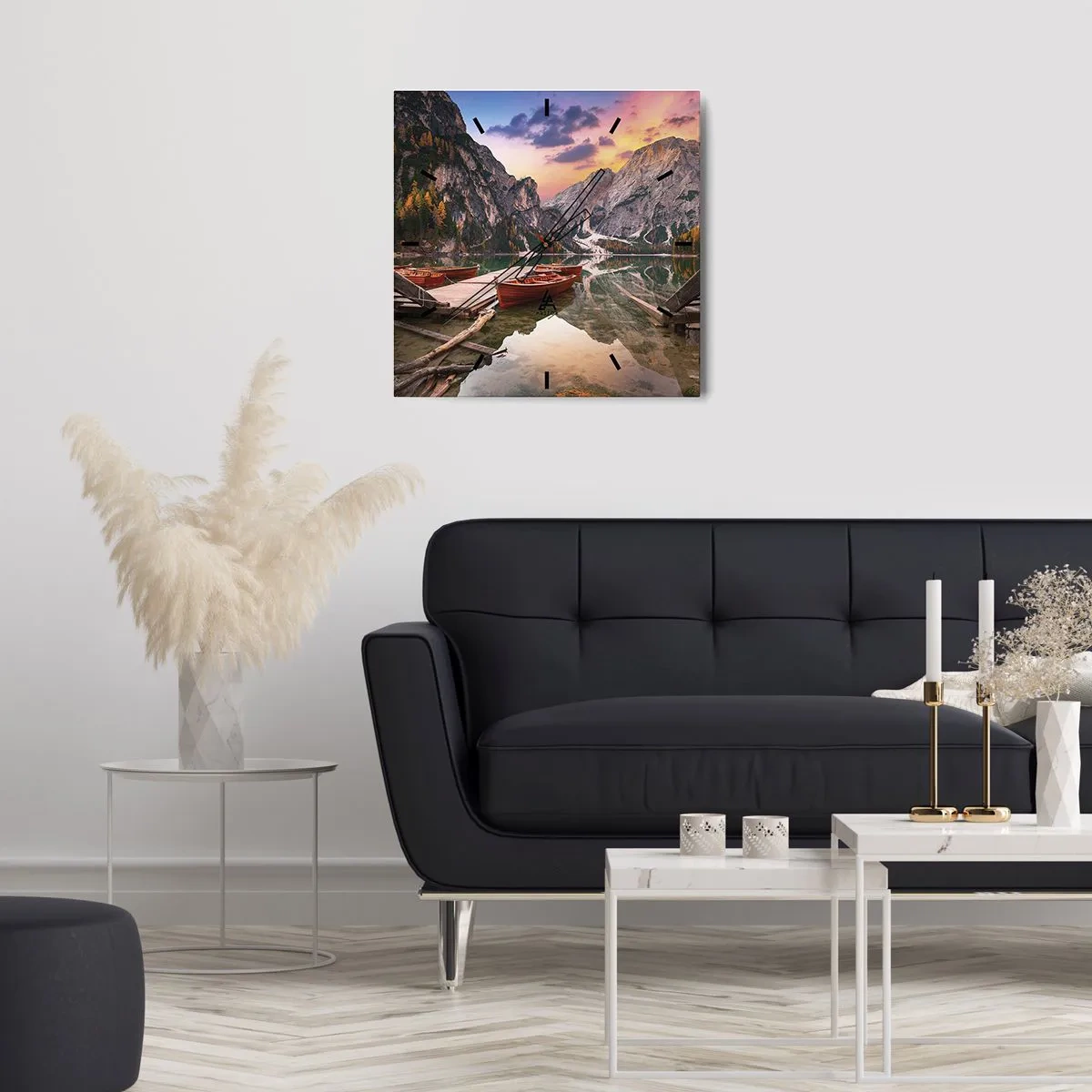 Wanduhr - Glasuhr - Versprechen des Tages - 30x30 cm