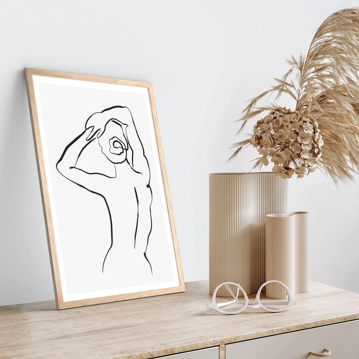 Poster in einem Rahmen aus heller Eiche - Morgenakte - 70x100 cm