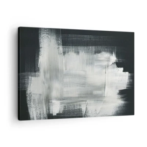 Bild auf Leinwand - Leinwandbild - Weiße abstrakte Striche auf dunklem Hintergrund - 70x50cm - Vertikal und horizontal gewebt - Moderne Wanddekoration für Wohnzimmer und Schlafzimmer ARTTOR