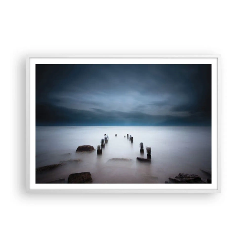 Poster in einem weißen Rahmen - Nachdenklicher See - 100x70 cm