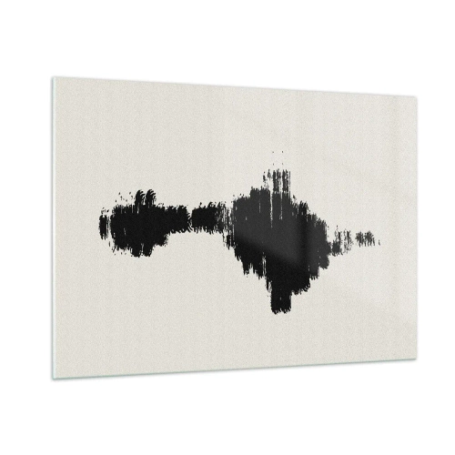 Glasbild - Bild auf glas - Ein minimalistisches Muster aus schwarzen Strichen auf hellem Hintergrund - 100x70cm - Schwingungen der Fantasie - Moderne Wanddekoration für Wohnzimmer und Schlafzimmer ARTTOR