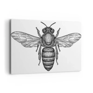 Bild auf Leinwand - Leinwandbild - Ein Cartoon-Bienenmotiv auf weißem Hintergrund im minimalistischen Stil. - 100x70cm - Insektenporträt - Moderne Wanddekoration für Wohnzimmer und Schlafzimmer ARTTOR