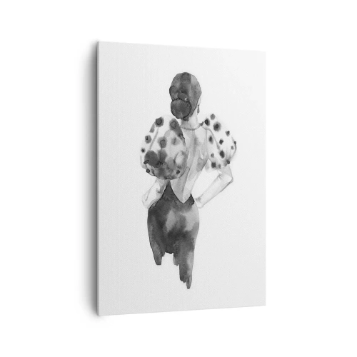 Bild auf Leinwand - Leinwandbild - Minimalistische Aquarellillustration einer Frau - 70x100cm - Sie ging direkt vorbei - Moderne Wanddekoration für Wohnzimmer und Schlafzimmer ARTTOR