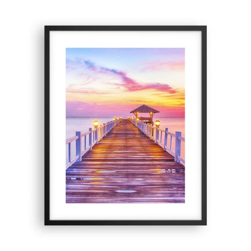 Poster in einem schwarzem Rahmen - Die lila-goldene Stille des Abends - 40x50 cm