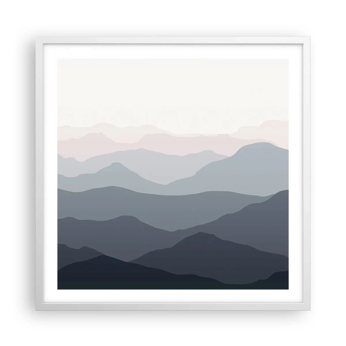 Poster in einem weißen Rahmen - Wellen der Berge - 60x60 cm