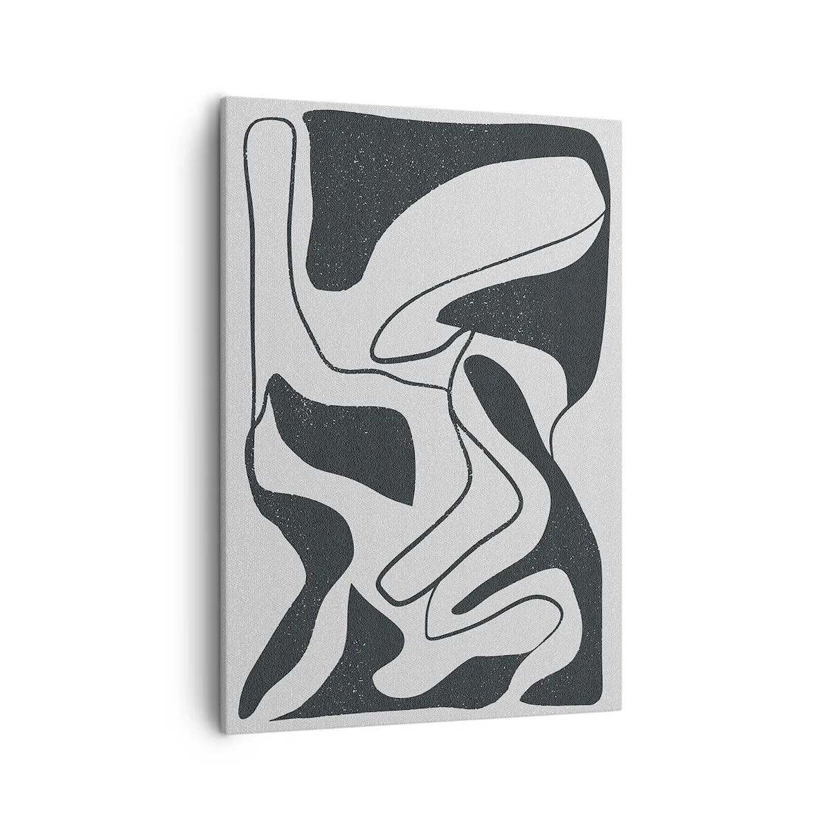 Bild auf Leinwand - Leinwandbild - Schwarz-Weiß-Abstraktion mit organischen Formen - 50x70cm - Abstraktes Spiel im Labyrinth - Moderne Wanddekoration für Wohnzimmer und Schlafzimmer ARTTOR