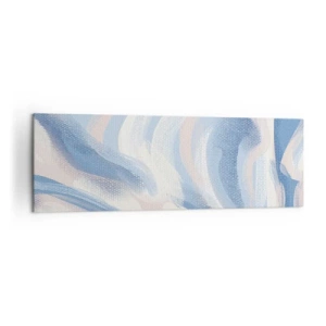 Bild auf Leinwand - Leinwandbild - Abstrakte Pinselstriche in Blau- und Beigetönen - 160x50cm - Blaue Wellen - Moderne Wanddekoration für Wohnzimmer und Schlafzimmer ARTTOR