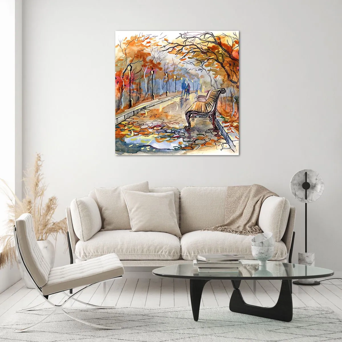 Glasbild - Bild auf glas - Gemeinsam im Herbst wandern - 60x60 cm